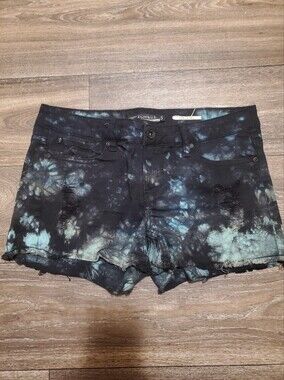 Black & Blue Acid Wash Shorts